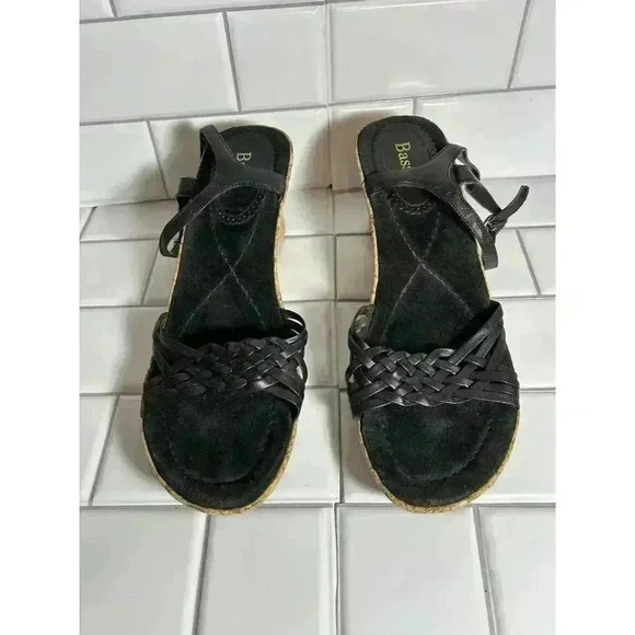 Bass Black Cork Wedge Strappy Sandals Sevita 11M Women's - Picture 3 of 11